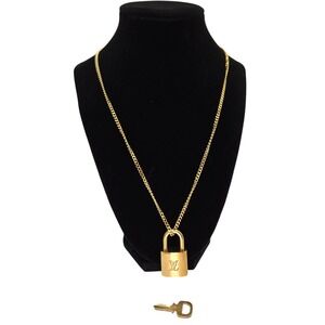 Louis Vuitton Gold Tone Padlock Necklace‎ With Key number 340